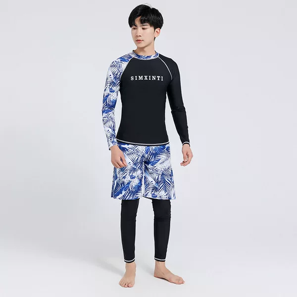 Diving Suit Men's Surf Suit Split Three-Piece Set Quick-Drying Sun-Protection Jellyfish Suit Long-Sleeved Trousers Slimming Swimwear suit