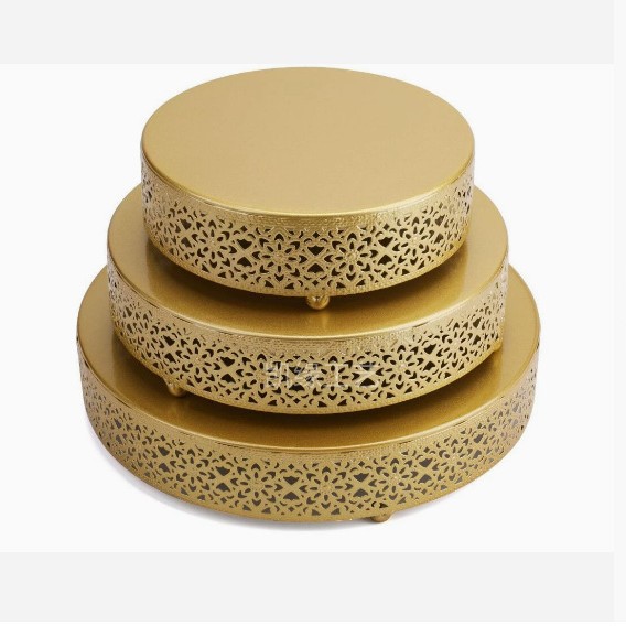 Oro postre decoración de la tabla Europea boda accesorios encaje hierro pastel té merienda combinación rack image 8