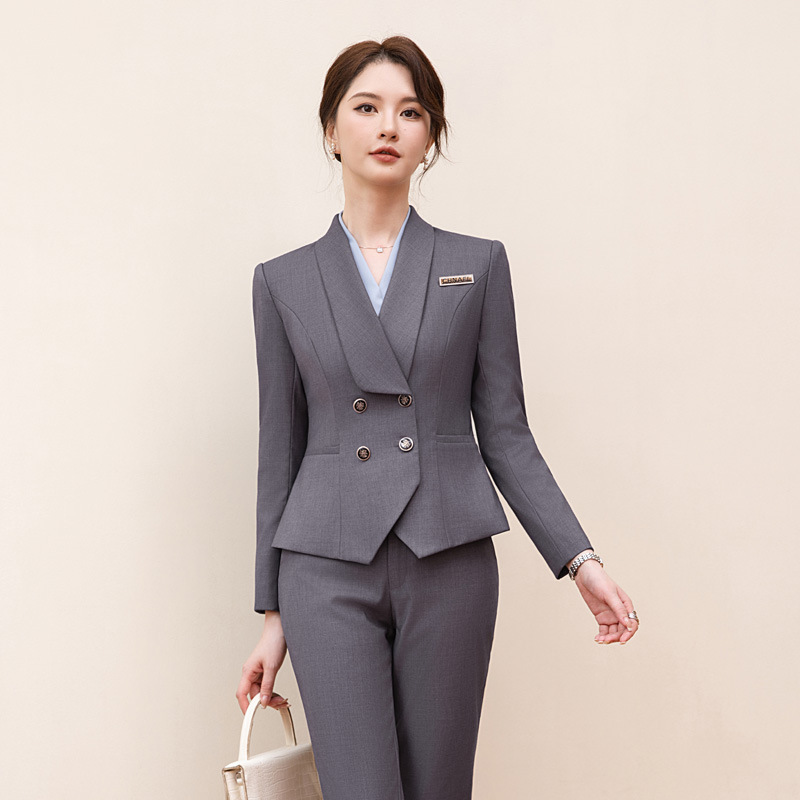 2025秋装职业西装套装女面试正装酒店珠宝店售楼部前台工作服套裤|undefined