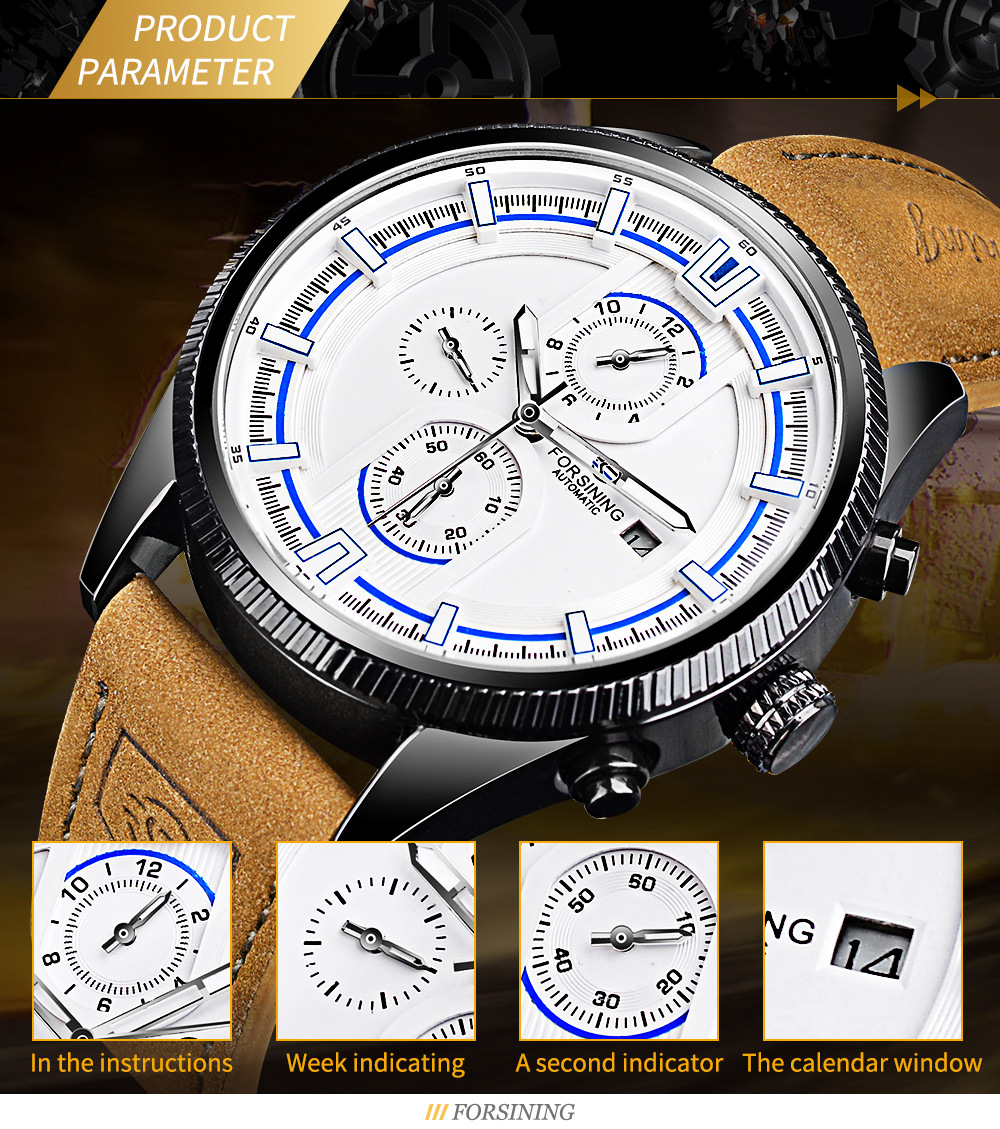 Forsining Automatic Mechanical Men's Watch Stainless Steel Case_voghion.com