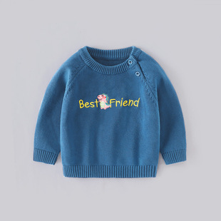 Boys Pullover Knitwear Type a Knitwear Spring and Autum Baby Korean Cartoon Top Round Neck Knitwear Cotton Children's Clothing