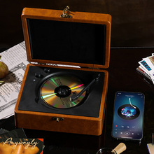 跨境复古皮质CD播放器便携式蓝牙一体式专辑音乐播放机生日礼物