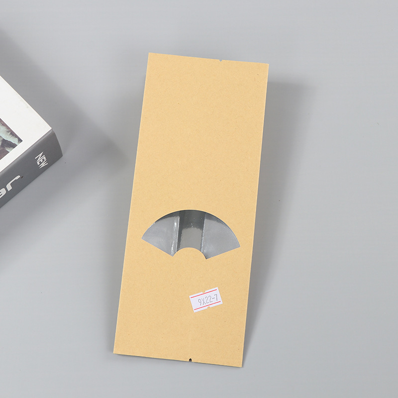 Spot bolsa de papel kraft con ventana transparente bolsa de embalaje de alimentos autosellada autoportante bolsa de té sellada de ocho lados fácil de rasgar