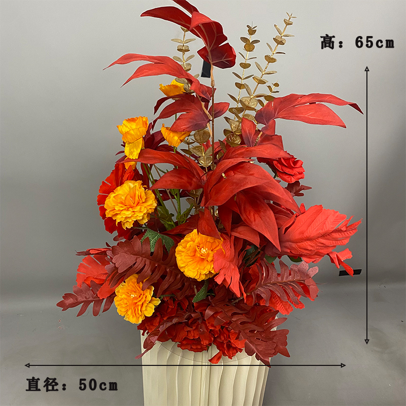新款婚庆装饰地排花婚礼花艺T台路引花花酒店迎宾排花艺|undefined