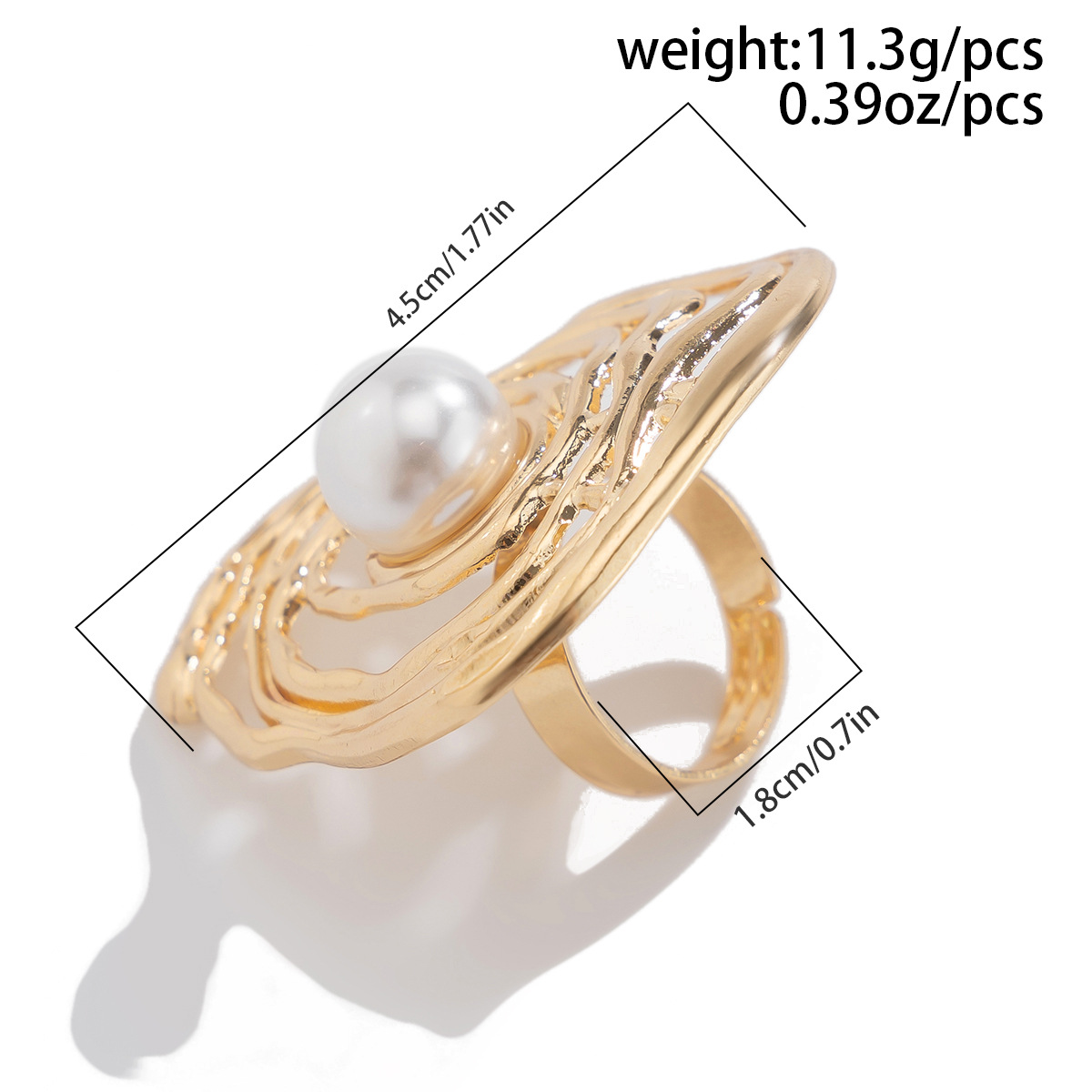 20g Weight Artificial Pearls Inlay Material Open Rings Classification 1 Piece Quantity Banquet, Travel, Selfie Occasion Alloy Material Leaf Pattern Women's Gender Plating Design Elegant, Lady, Simple Style Style Elegant Lady Simple Style Leaf Alloy Plating Imitation Pearl Women's Open Rings 无