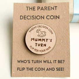 【父母决策木质硬币】实木正反雕刻YES/NO决策币跨境外贸创意礼品