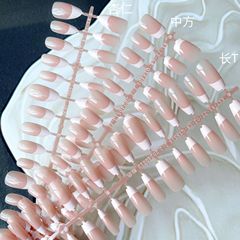 30片手工穿戴美甲法式蜜桃漸變純欲氣質高級可拆卸成品穿戴美甲