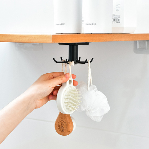 Multi-position rotating hook, kitchen punch-free storage rack, cabinet ceiling sticky hook, top hook, traceless hanger