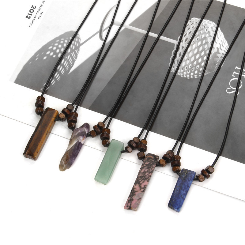 Crystal Wooden Beads Wax Line Necklace Yana Find Retro Rock Style Line Rope Men's and Women's Personality Trend Necklace New Product Batch
