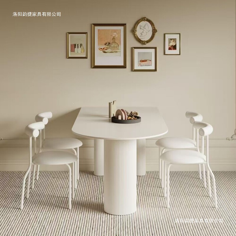 Slate Dining Table for Home Use, Small Apartment, Light Luxury, Simple Rectangular Dining Island Table, Marble Dining Table and Chair Set