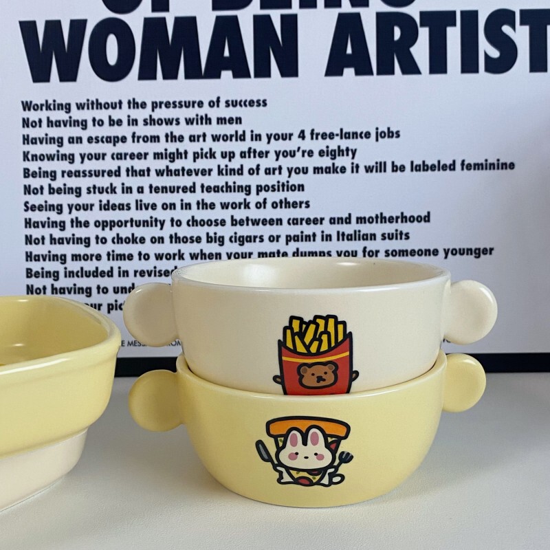 Korean Ins-Style Ceramic Tableware Small Bowl Rice Children's Dining Bowl Bowl and Plate Set Bowl and Plate Gift Box Modern Minimalist
