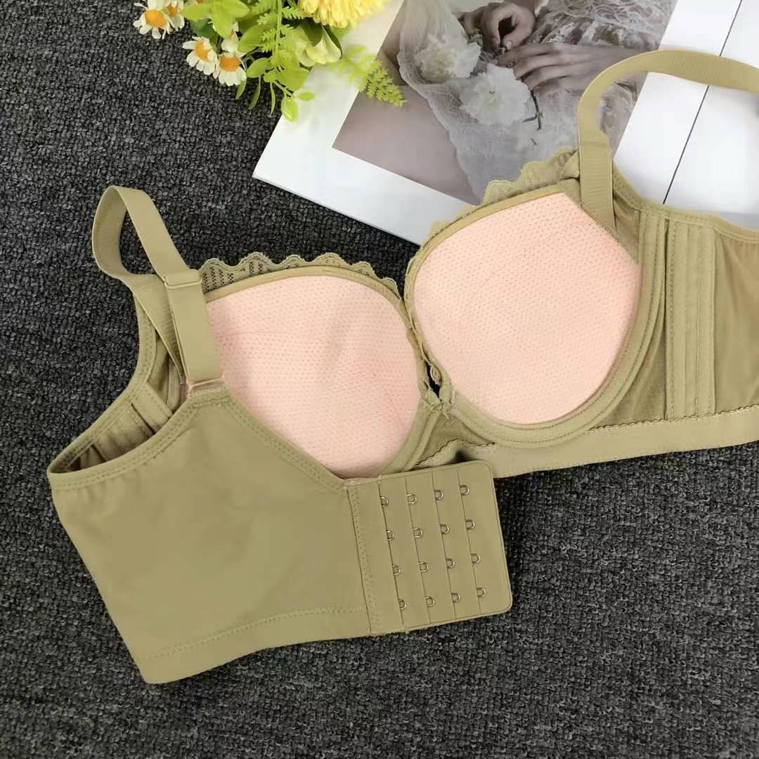 Nuevo sujetador de alta calidad de moda de encaje jacquard transpirable y cómodo ajuste lateral de pecho de botón múltiple ropa interior mujer