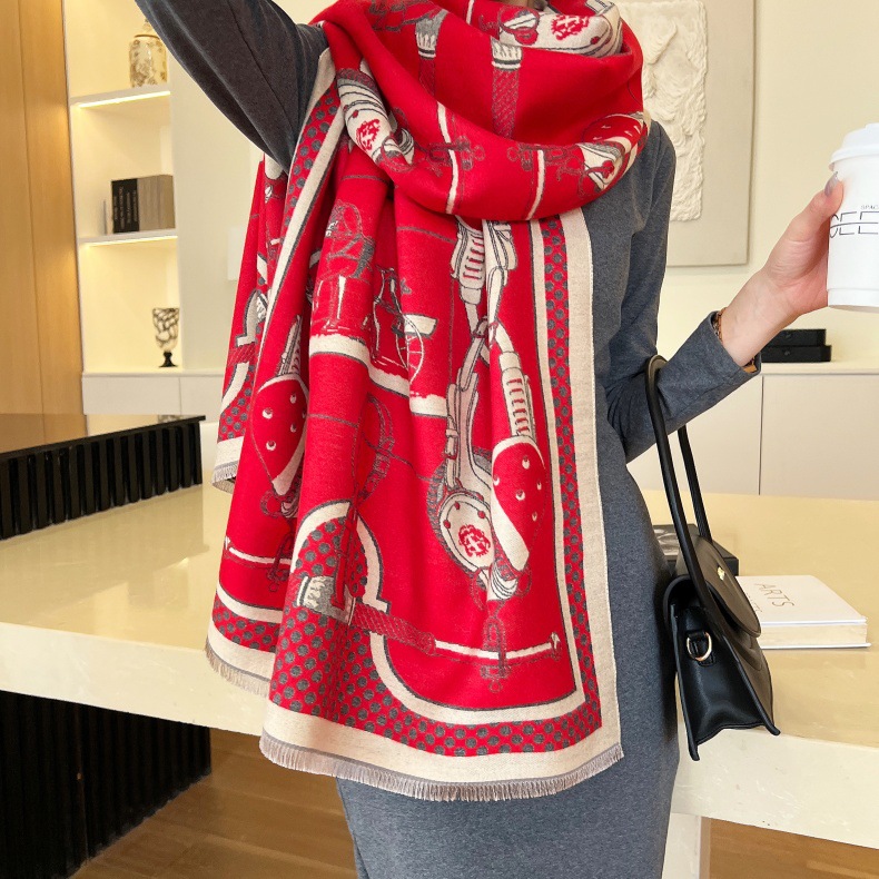 Sciarpa jacquard in cashmere imitazione di alta qualità e di lusso leggero, scialle invernale versatile da donna, antivento e caldo spesso_voghion.com