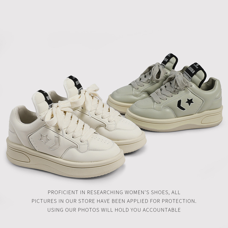 Popular Cowhide Star Shoes, Round-Toe Casual Shoes, White Shoes for Women, Ready-Made Sneakers, Genuine Leather, Douyin Popular Sports Style