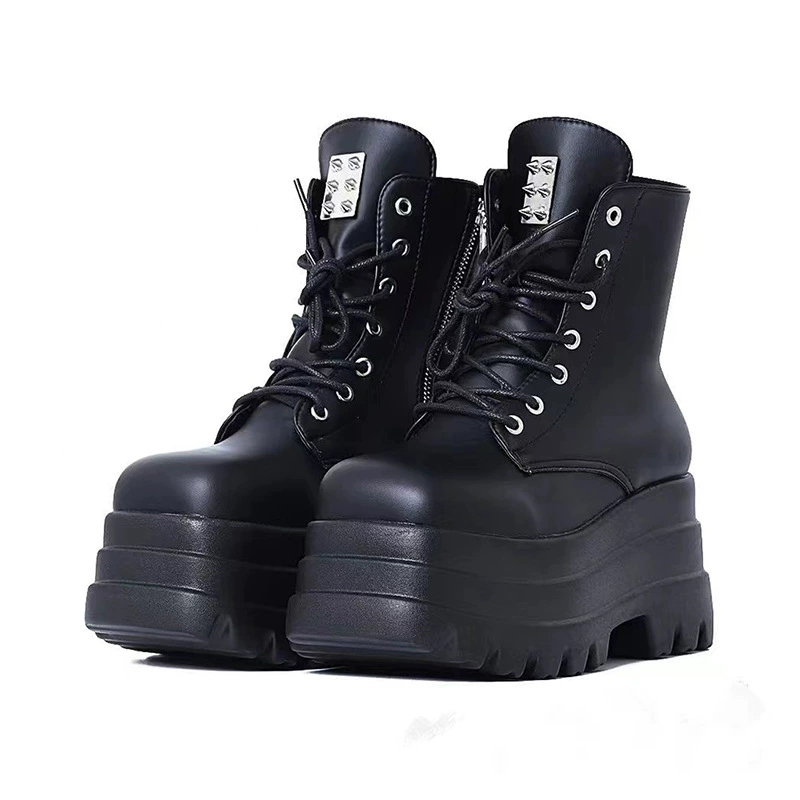 Ботинки на толстой подошве Demonia, Новые Темно-готические ботинки на танкетке на шнуровке, женские рыцарские ботинки больших размеров в европейском и американском стиле