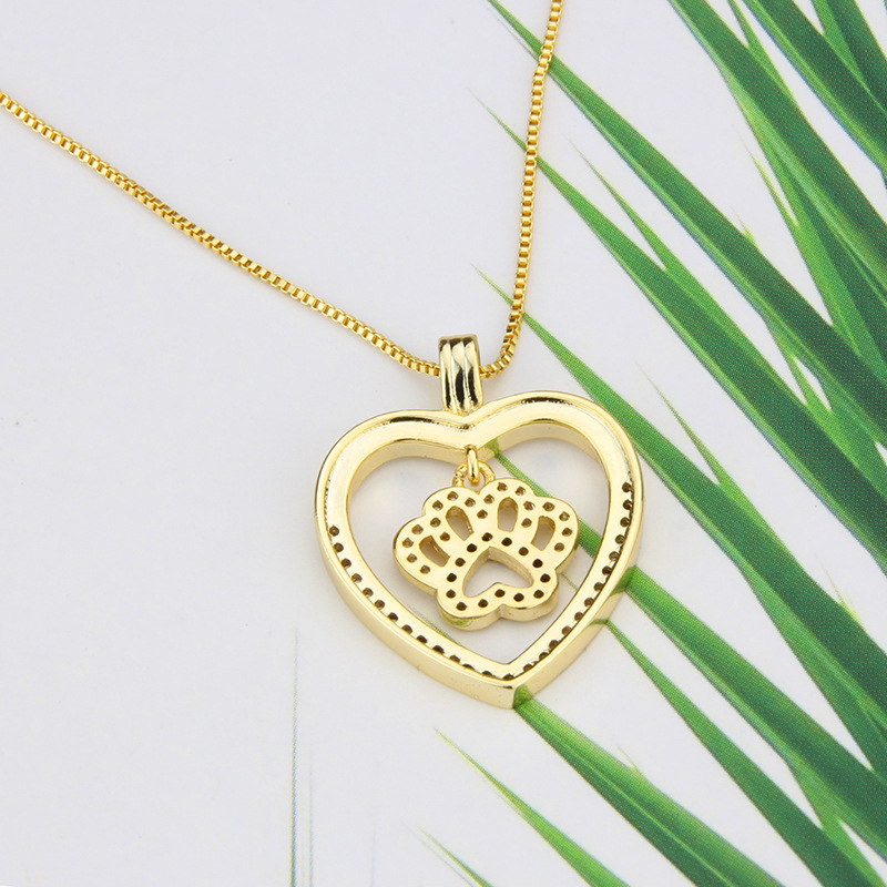 simple heartshaped inlaid zirconium pendant copper necklacepicture6