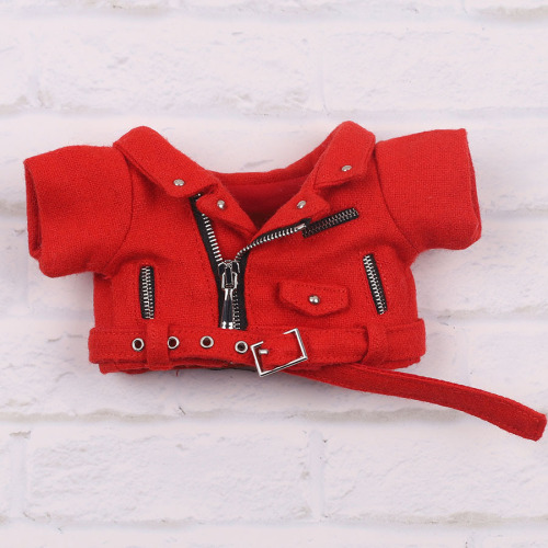 20厘米娃衣皮夹克机车服皮衣棉花娃娃娃衣棉花娃娃公仔同款皮衣