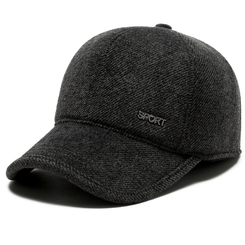 Cappellino da baseball in lana con paraorecchie per uomo_voghion.com