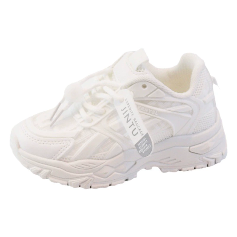 Спортивная обувь для девочек, весна 2025, новая модель, сетчатая, дышащая, летние кроссовки для мальчиков, школьная обувь для начальной школы с мягкой подошвой.