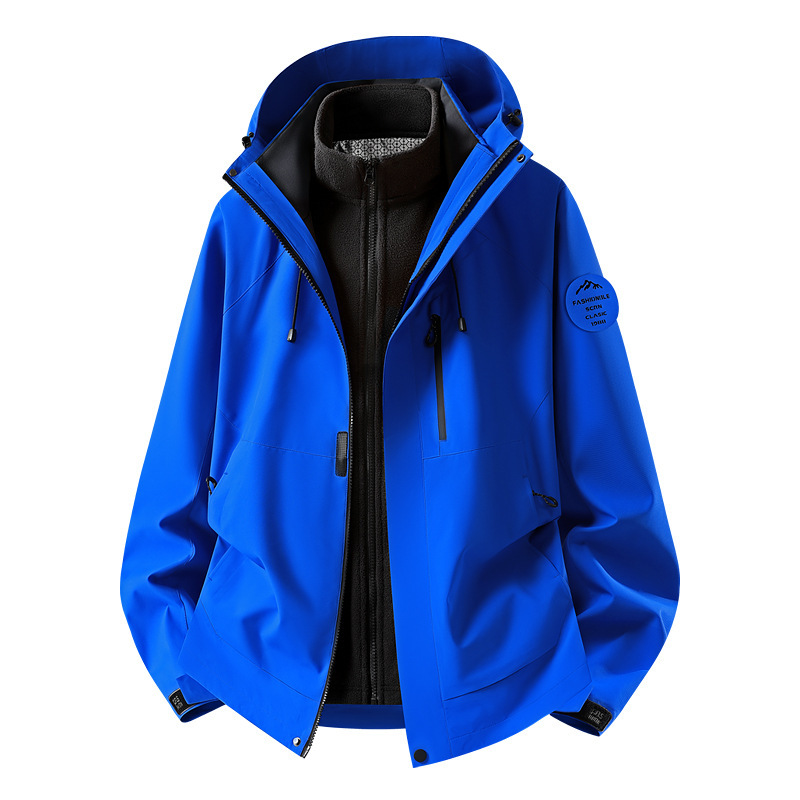Customized logo workwear in Klein blue, outdoor jacket for men and women, three-in-one jacket for teenagers and students Customized logo workwear in Klein blue, outdoor jacket for men and women, three-in-one jacket for teenagers and students