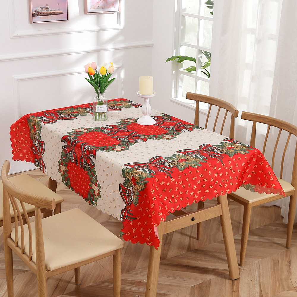 Christmas Bow Knot Polyester Indoor Tablecloth display picture 1