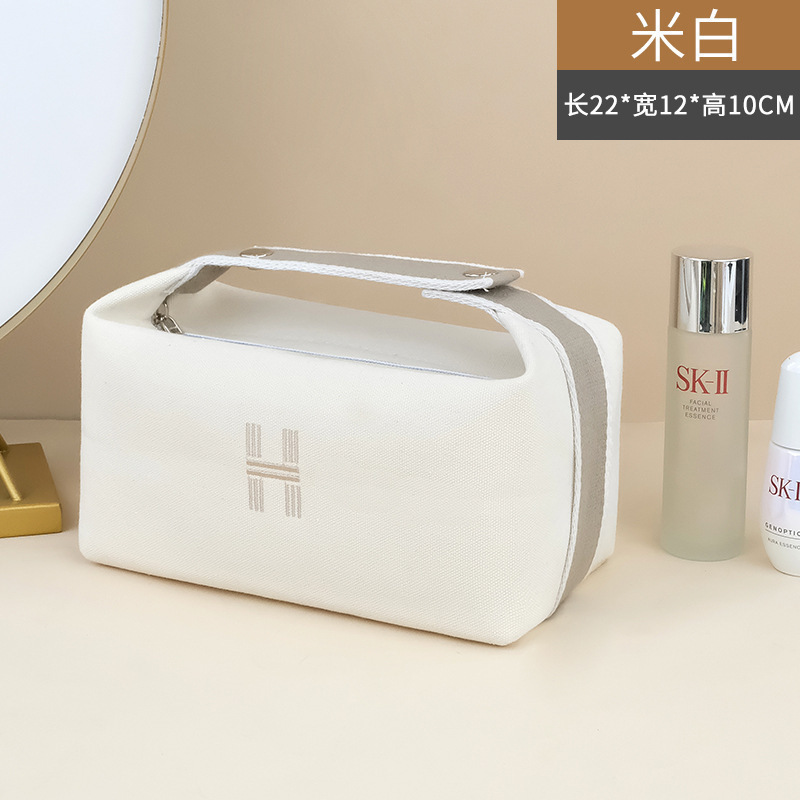 新型シンプルポータブル手提げキャンバスバッグ弁当箱化粧バッグ大容量防水防塵収納袋洗面バッグ|undefined