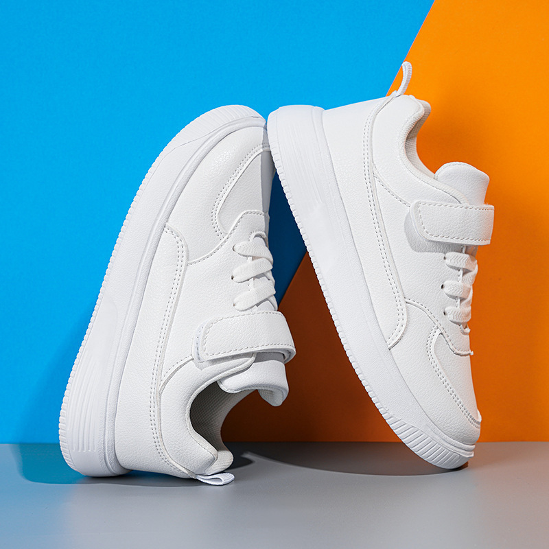 Children's sneaker full black boys shoes 10 large children's board shoes leather running shoes girls small white shoes 12 years old