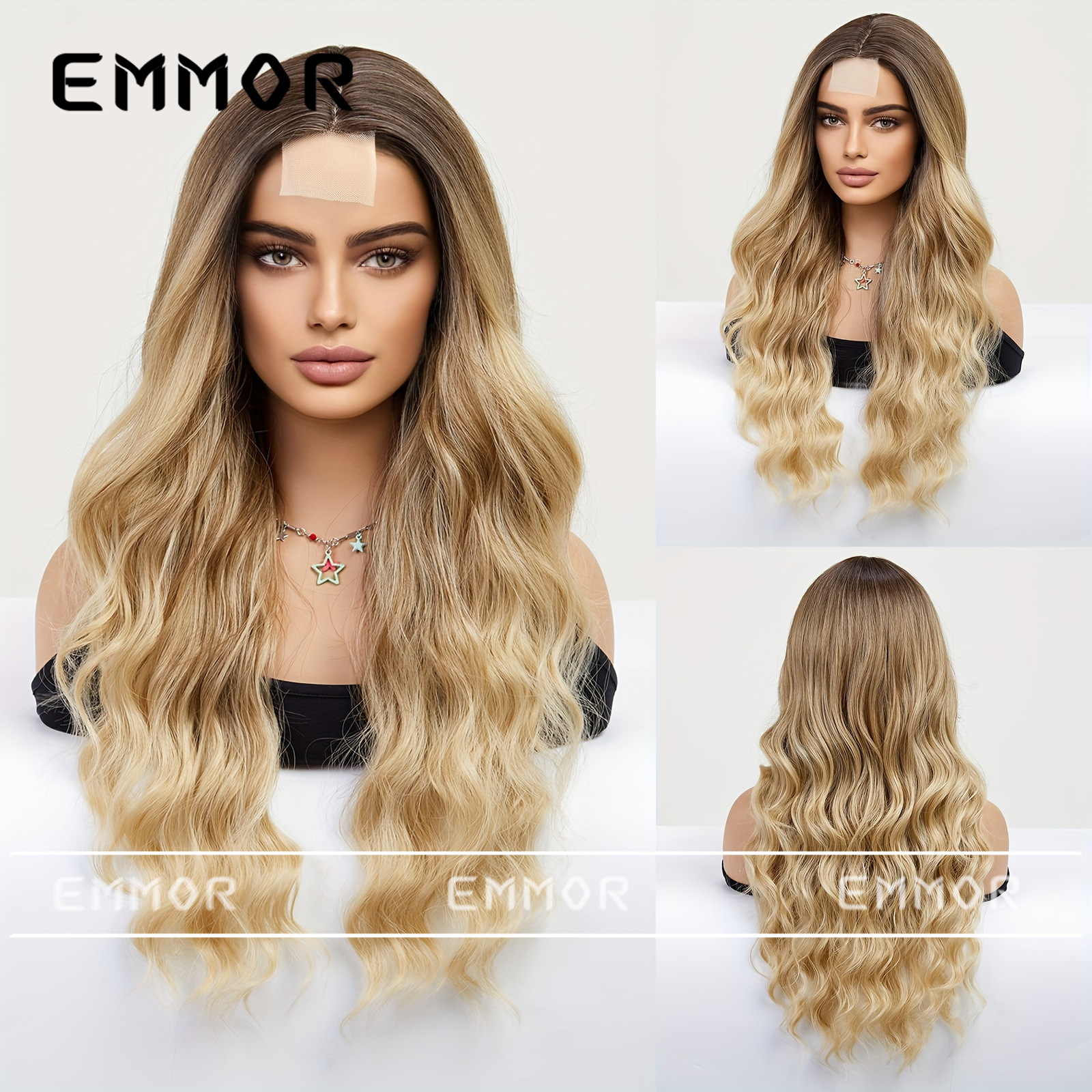 Venta caliente transfronteriza de Amazon, encaje de frente multicolor, ondas grandes, cabello largo y rizado, peluca de moda, cabello completo