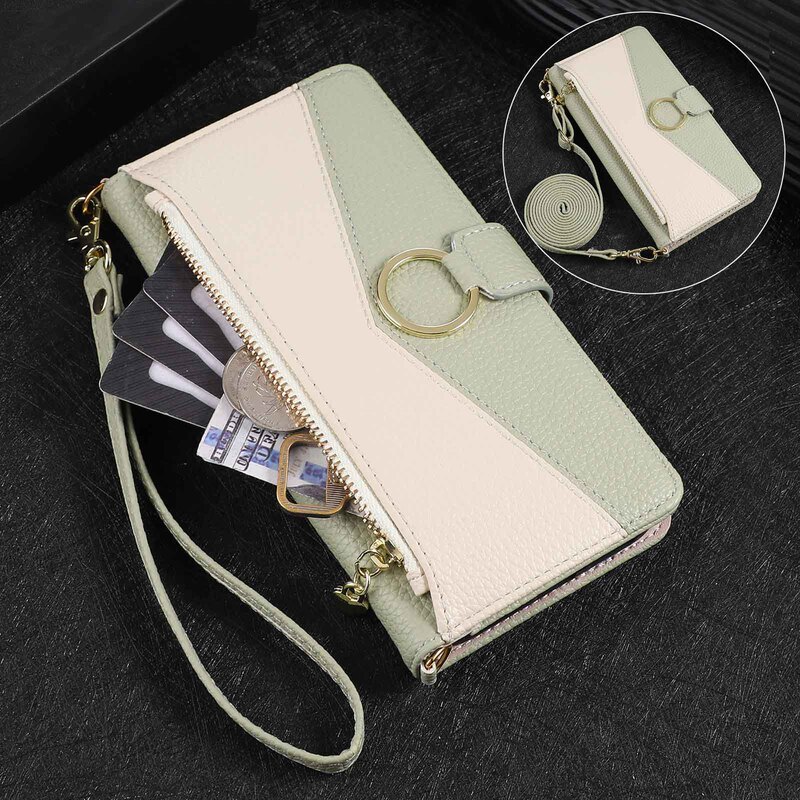 Suitable for Samsung Z Fold8/4/5/7 Zipper Wallet Leather Case with Spliced Flip Cover Phone Case W26 Crossbody Protective Case Suitable for Samsung Z Fold8/4/5/7 Zipper Wallet Leather Case with Spliced Flip Cover Phone Case W26 Crossbody Protective Case