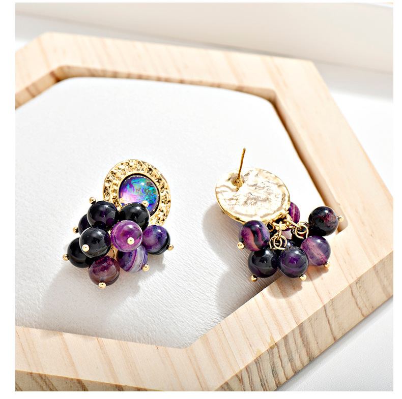 IG Style Round Fruit Alloy Beaded Inlay Glass 18K Gold Plated Women's Drop Earrings display picture 6