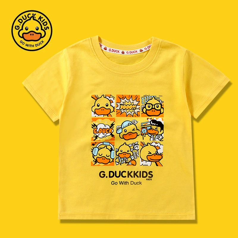 B.Duck, летняя детская хлопковая тонкая футболка для мужчин и женщин для отдыха, летняя одежда, с коротким рукавом, детская одежда