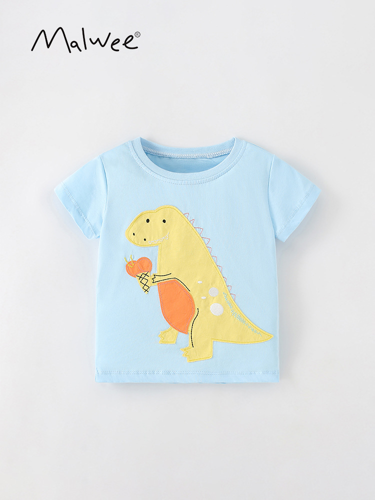 Malwee niños de manga corta verano nuevo estilo europeo y americano camiseta de cuello redondo casual para niños guapo chaqueta casual para niños