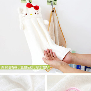 Hand towel kitchen towel hanging coral fleece cute household thick super absorbent lint washing dishcloth