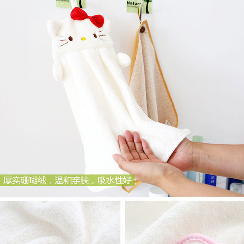 Hand towel kitchen hand towel hanging coral velvet cute home thick super absorbent non-linting dishwashing rag