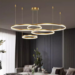 客廳吊燈現代簡約大氣複式樓圈圈燈樓梯圓環輕奢網紅餐廳北歐燈具