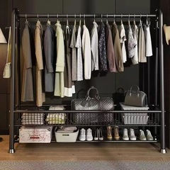 简易衣帽架落地室内房间挂衣架子可移动晾衣架家用卧室衣服收纳架