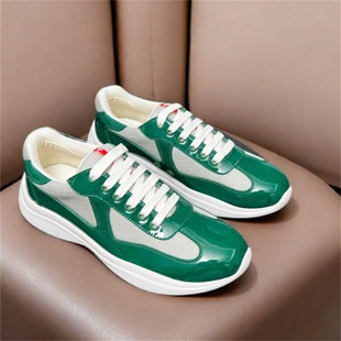 European Station Cross-Border Classy P Family Patent Leather Bright Leather Fashion Casual Sports Sneakers Breathable White Shoes Classic Men's Shoes