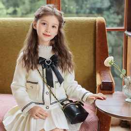 女童小香风套装2026春季新款洋气时髦儿童甜美外套半裙两件套批发