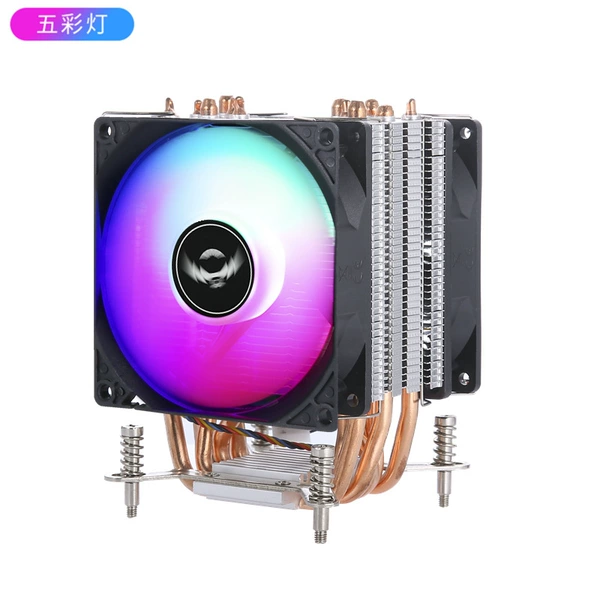 M4 screw 6 copper tubes-3 pins fixed speed-black frame white leaves-9CM colorful lights-2 fans