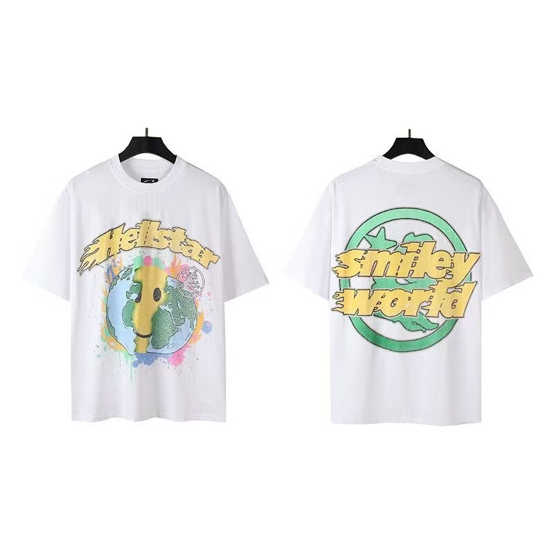 300 グラムアメリカンレトロハイストリートファッションブランド黒右肩半袖 Tシャツ女性の夏ルーズニッチデザイン純綿|undefined