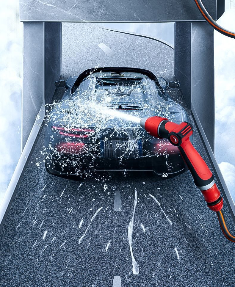 Household Water Gun Car Wash High-Pressure Spray Gun Faucet Watering Tool Tap Water Hose Storage Rack Set