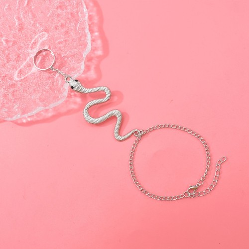 Euramerican Cross-border Jewelry Gothic Exaggerated Snake Bracelet Personality Retro Ring Bracelet Integrated Chain for Women