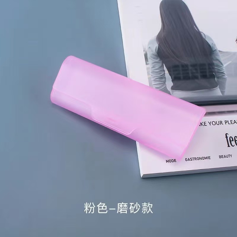 Estuche para gafas esmeriladas, espejo portátil para leer antipresión, espejo plano, caja de almacenamiento de plástico tipo gota de agua de color, carcasa dura simple