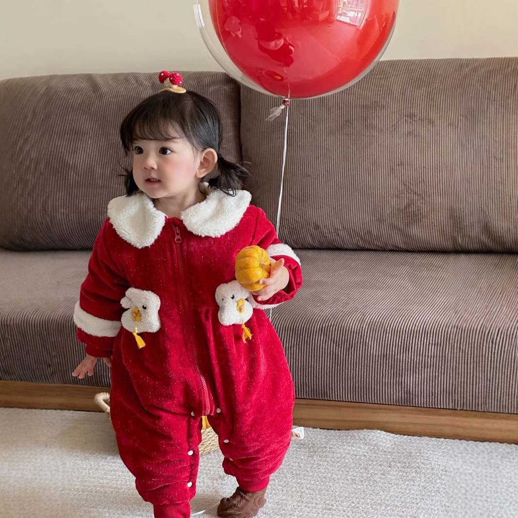 Ropa de invierno para bebés nuevo estilo chino conejito rojo mono bebé estilo chino ropa de año nuevo ropa de bebé de un año