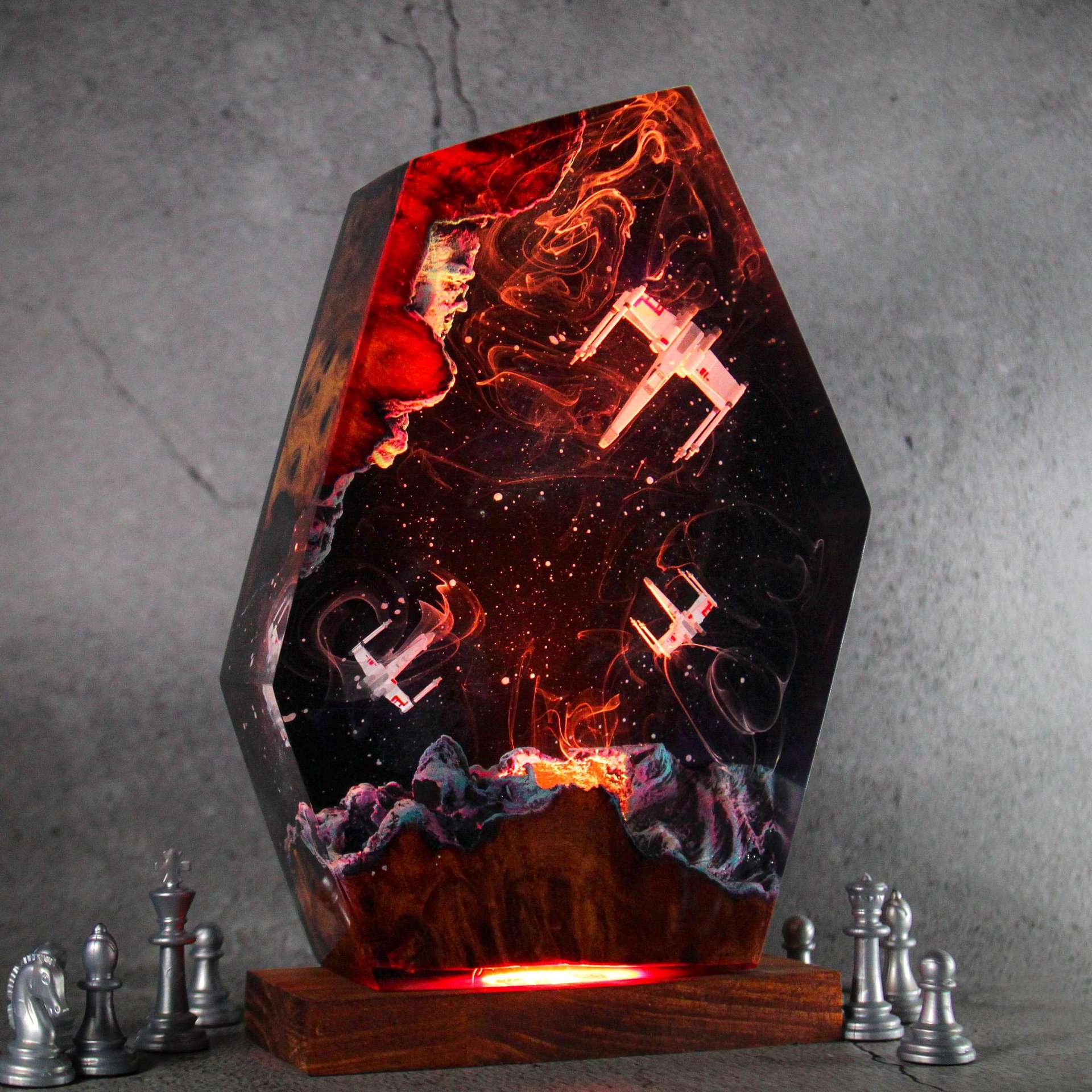 Transfronteriza venta caliente estereoscópico Star Wars lámpara de resina única regalo de decoración de la habitación de los chicos