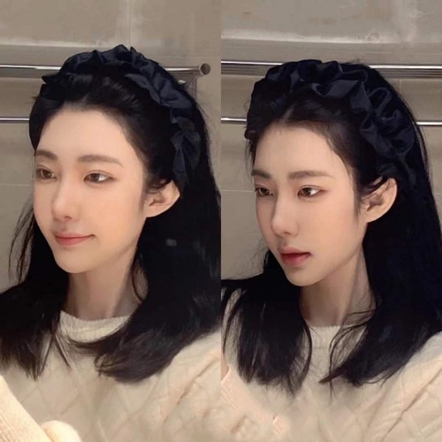 French retro black pleated headband, feminine and versatile hair bundle, high skull headband, high-end face-showing small headband