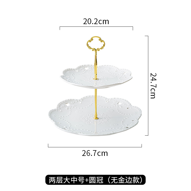 Luz de lujo cerámica de doble capa plato de aperitivos hogar sala de estar mesa de café pastel mesa de postre merienda creativa fruta seca plato de decoración de frutas