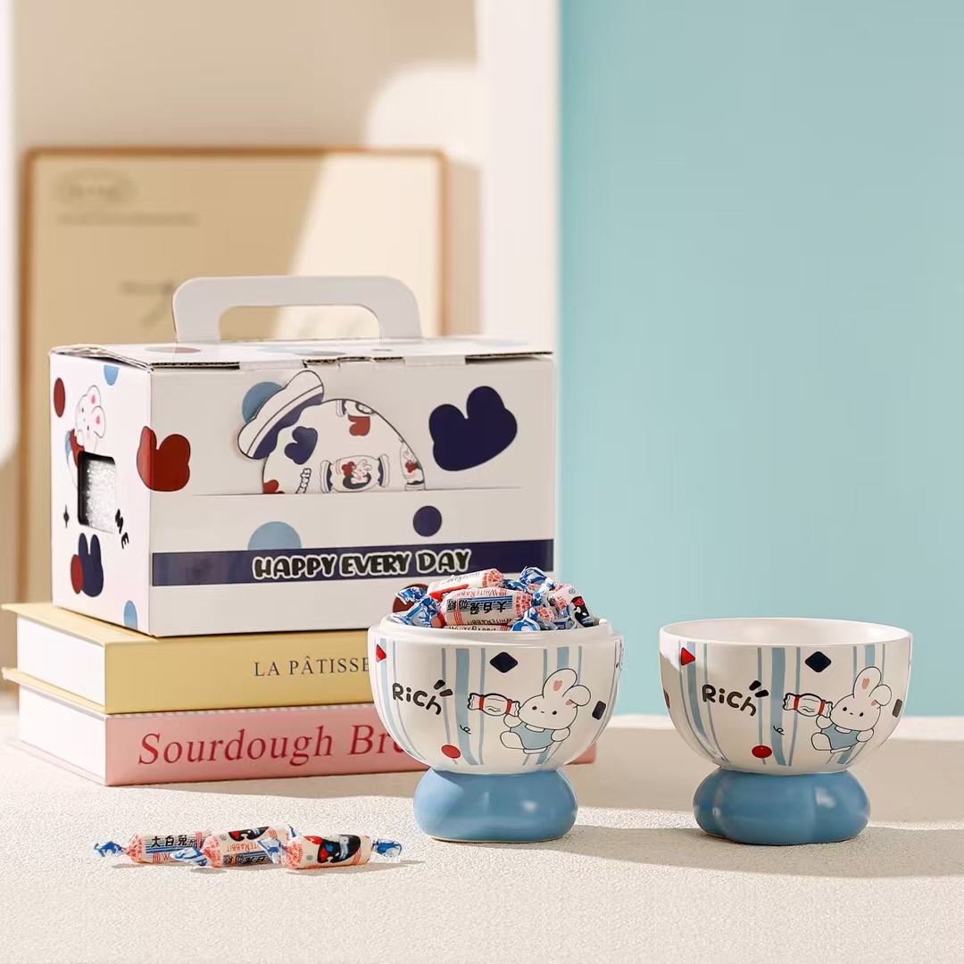 Personalidad creativa de dibujos animados de conejo blanco de leche taza de desayuno taza de regalo de mano encantadora taza de cerámica bebida taza de amor