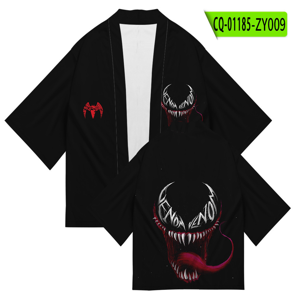 2024 Amazon comercio exterior transfronterizo impresión digital 3D kimono japonés manga tres cuartos suelta casual