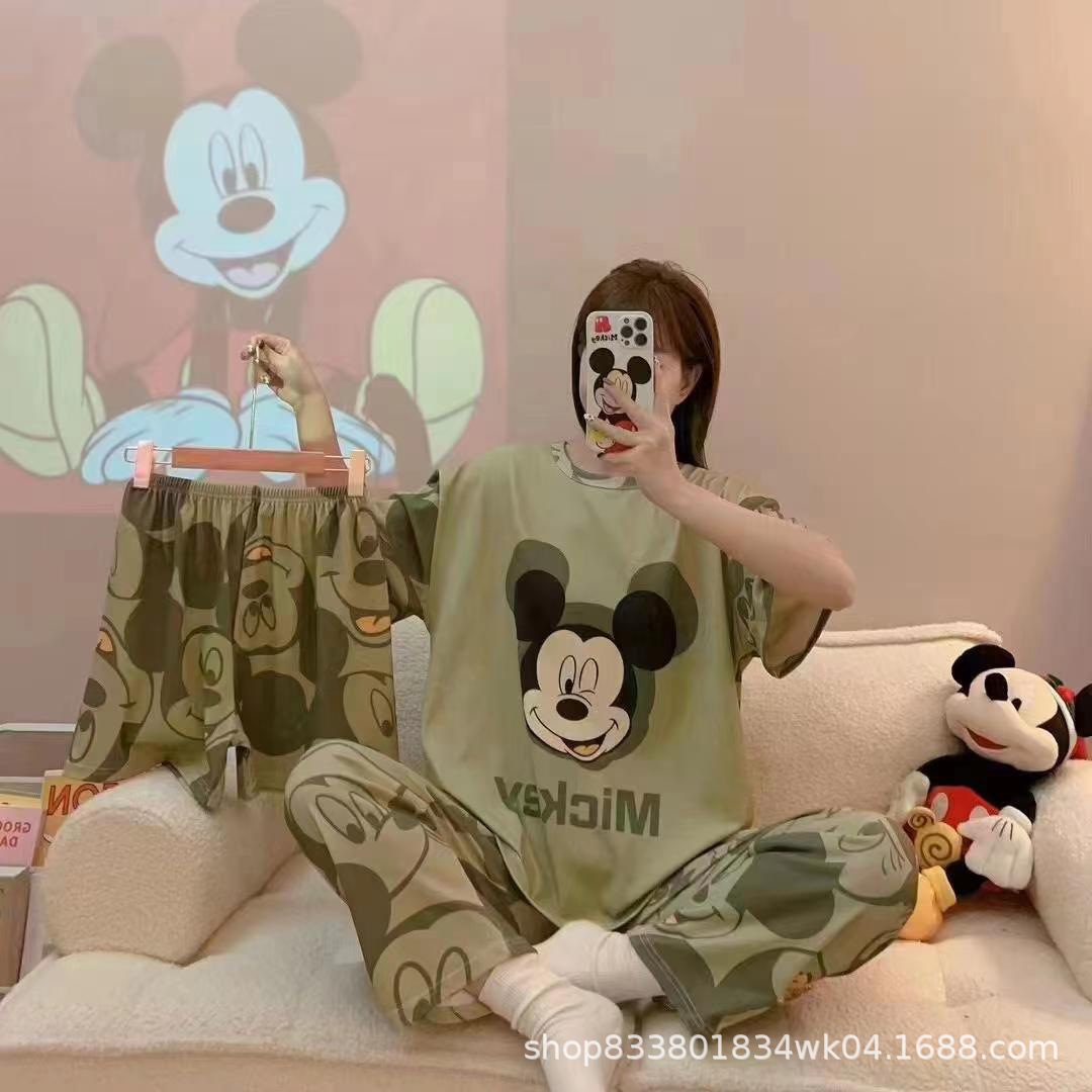 Pijamas transfronterizos de leche de verano pantalones de manga corta tres piezas de dibujos animados lindos ropa de hogar de comercio exterior de labu